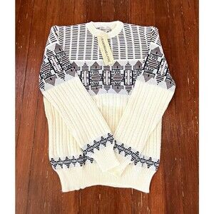 NWT Hardwood & Pine Men's Crew Neck Sweater M Geometric Rib-Knit Acrylic Sweater